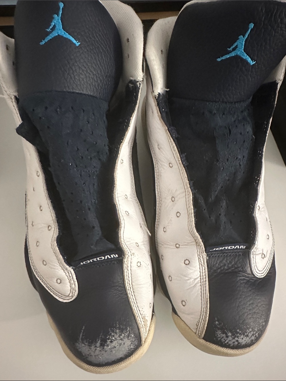 Jordan Men’s Sneakers - White / Navy / Light Blue - Picture 2 of 5